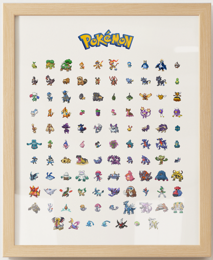 Pokémon Gen 1–9 Pokédex Poster Bundle, Pixel Edition, National Dex Wall Art Printable, Retro Game Room Decor, Digital Download