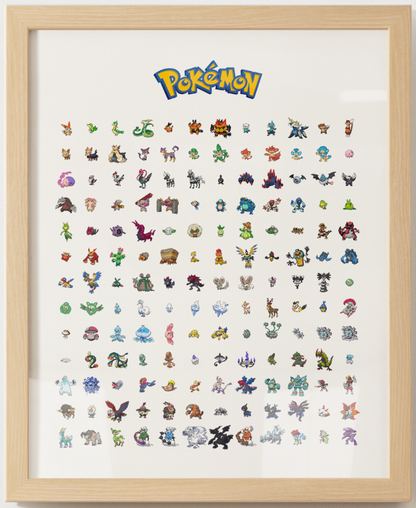 Pokémon Gen 1–9 Pokédex Poster Bundle, Pixel Edition, National Dex Wall Art Printable, Retro Game Room Decor, Digital Download