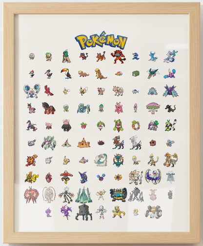 Pokémon Gen 1–9 Pokédex Poster Bundle, Pixel Edition, National Dex Wall Art Printable, Retro Game Room Decor, Digital Download