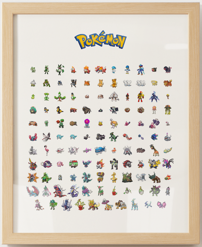 Pokémon Gen 1–9 Pokédex Poster Bundle, Pixel Edition, National Dex Wall Art Printable, Retro Game Room Decor, Digital Download