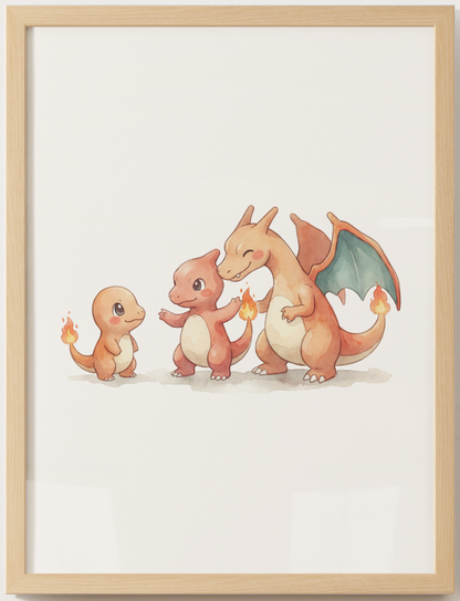 Gen 1 Evolution Line Wall Art Bundle, 3 Printable Posters, Kanto Pokémon Nursery Decor, Digital Download