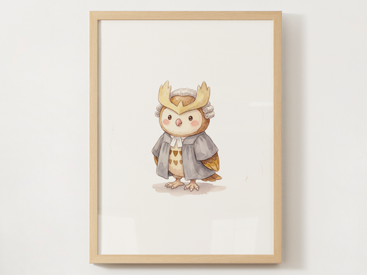 Noctowl Lawyer Nursery Wall Art Printable, Cute Kids Room Decor, Neutral Pokémon Poster, Instant Download Digital Print