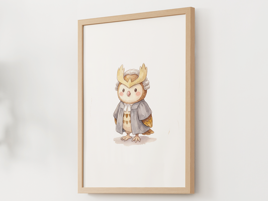 Noctowl Lawyer Nursery Wall Art Printable, Cute Kids Room Decor, Neutral Pokémon Poster, Instant Download Digital Print