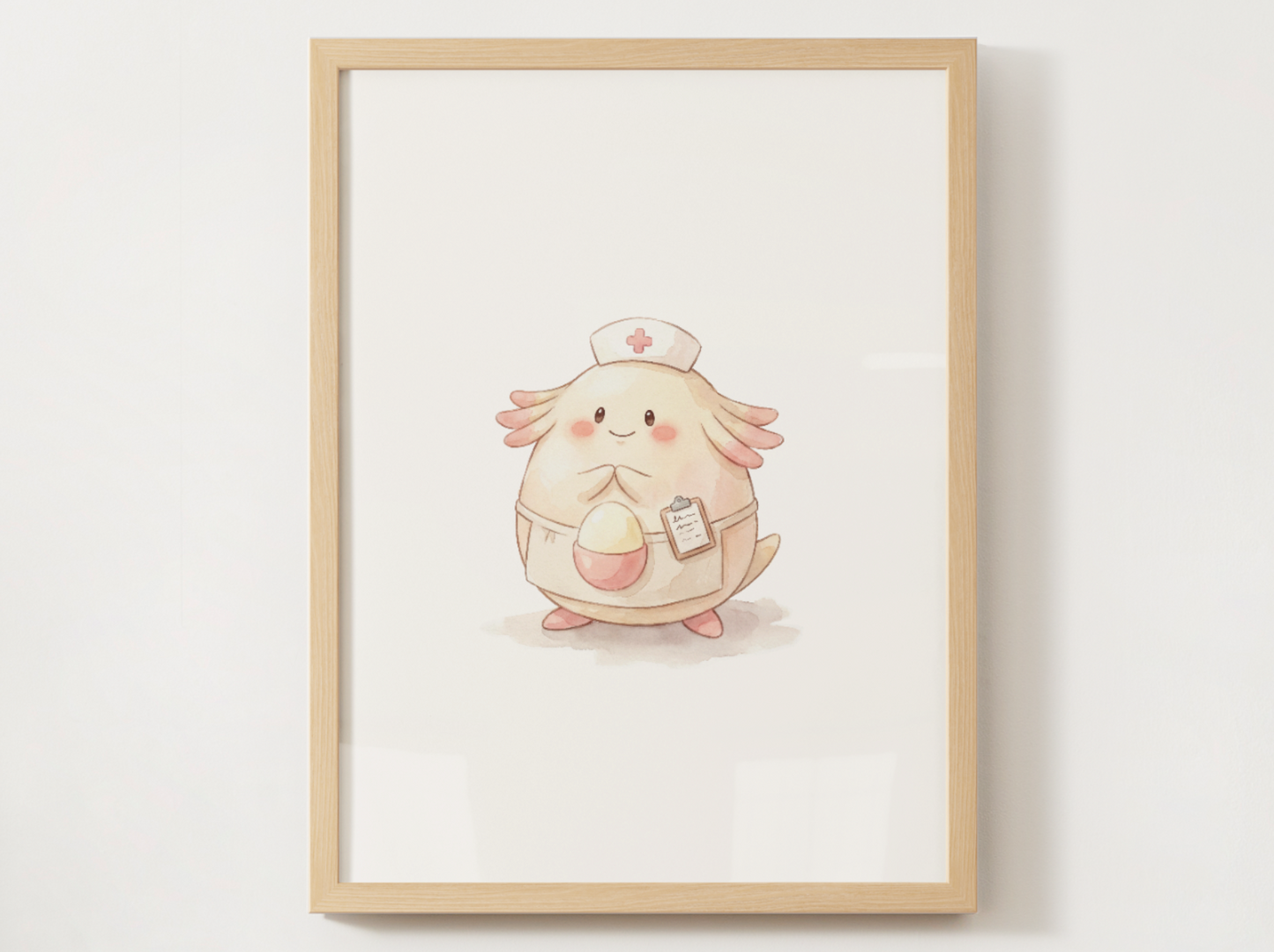 Chansey Nurse Nursery Wall Art Printable, Cute Kids Room Decor, Neutral Pokémon Poster, Instant Download Digital Print