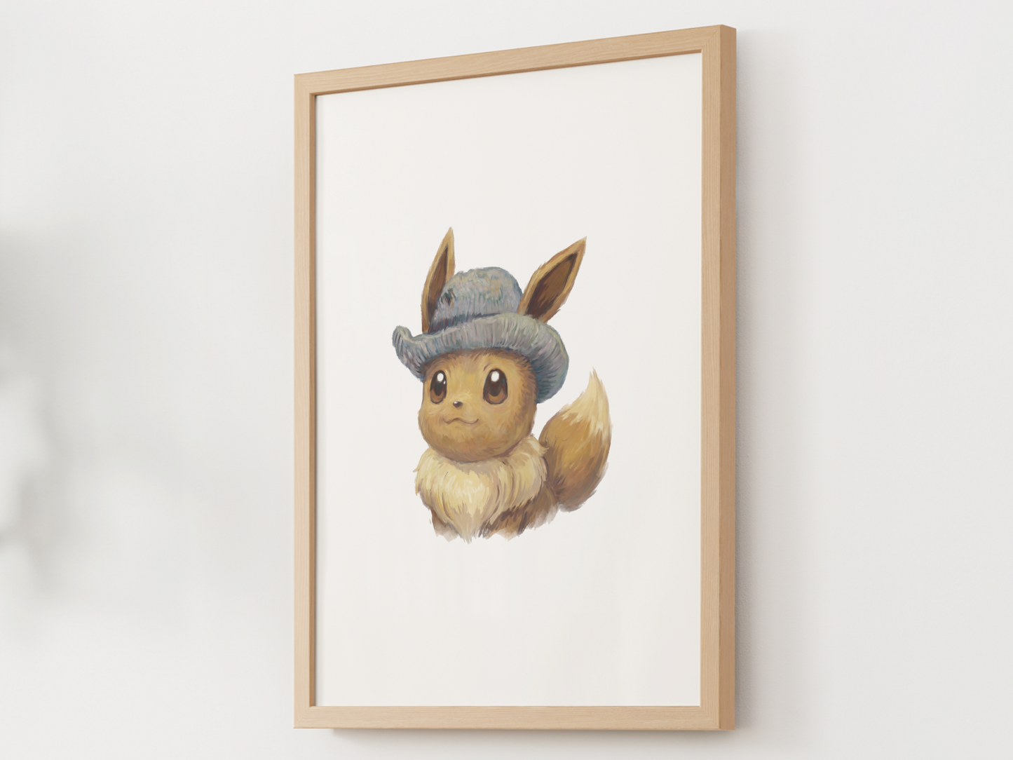 Van Gogh Eevee Nursery Wall Art Printable, Cute Kids Room Decor, Neutral Pokémon Poster, Instant Download Digital Print