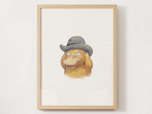 Van Gogh Psyduck Nursery Wall Art Printable, Cute Kids Room Decor, Neutral Pokémon Poster, Instant Download Digital Print
