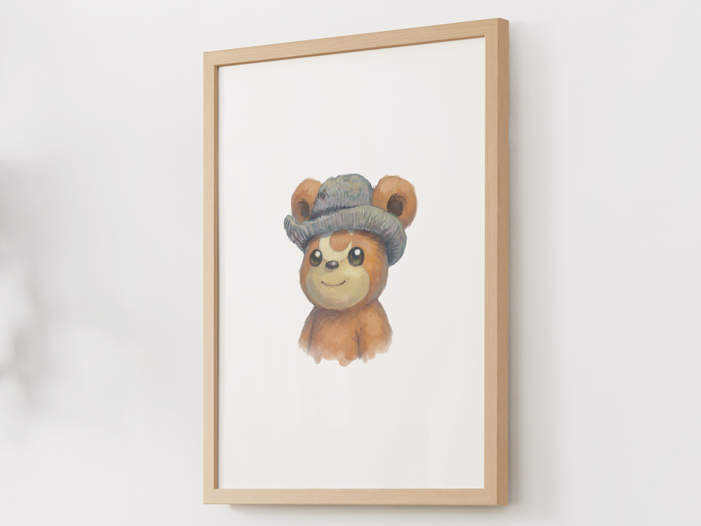 Van Gogh Teddiursa Nursery Wall Art Printable, Cute Kids Room Decor, Neutral Pokémon Poster, Instant Download Digital Print