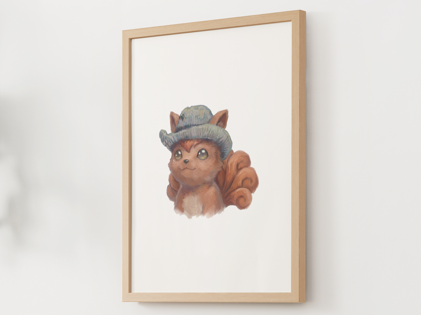 Van Gogh Vulpix Nursery Wall Art Printable, Cute Kids Room Decor, Neutral Pokémon Poster, Instant Download Digital Print