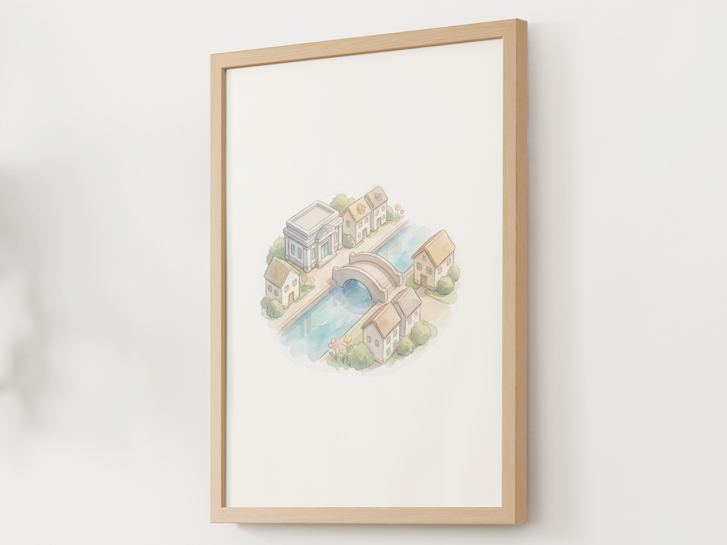 Pokémon Cerulean City Nursery Wall Art Printable, Watercolor Kanto Town Decor, Pastel Kids Room Poster, Instant Download
