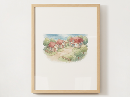 Pokemon Kanto Towns, Nursery Wall Art Bundle, 9 Watercolor Prints, Instant Digital Download