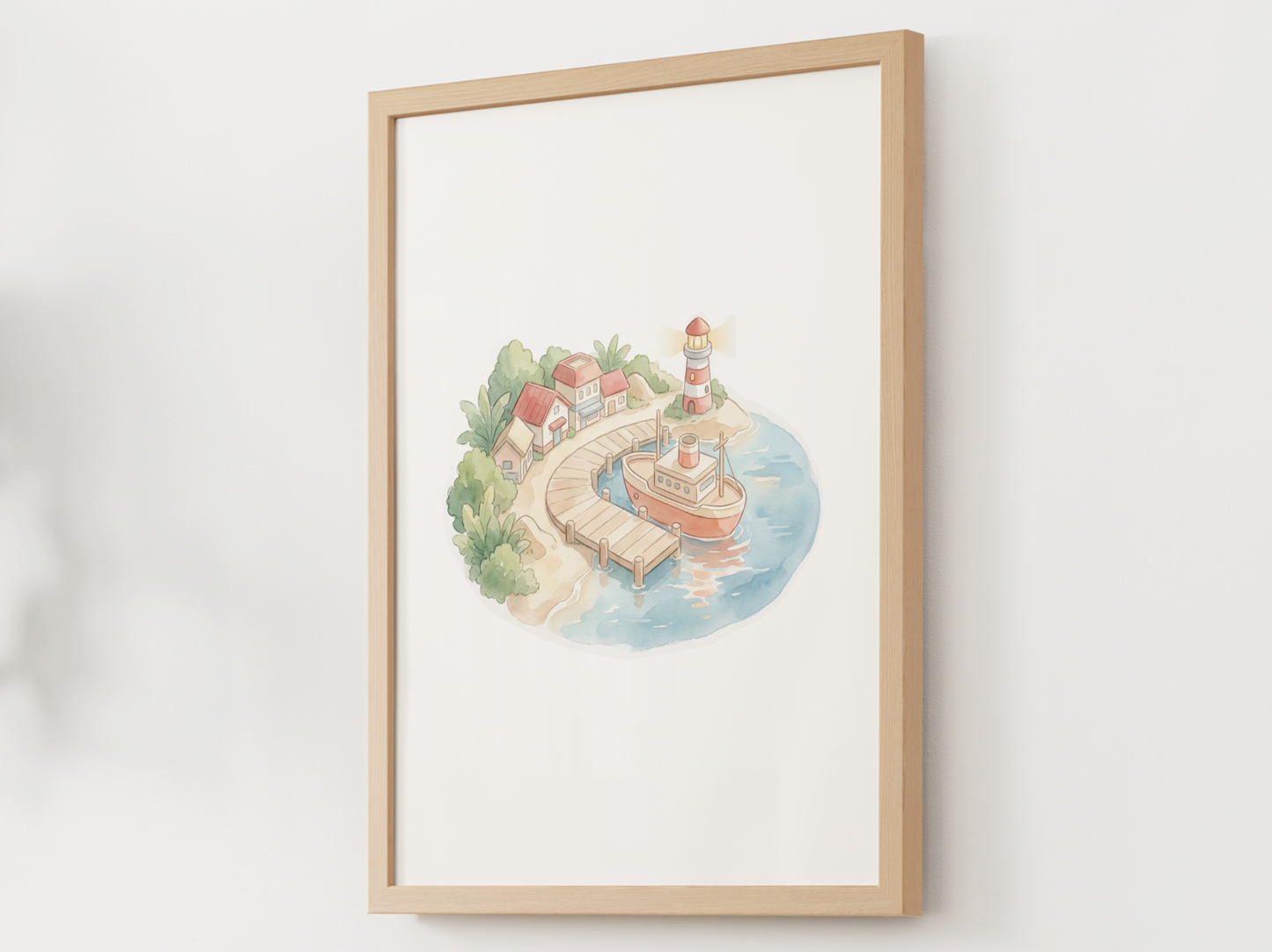 Pokémon Vermilion City Nursery Wall Art Printable, Watercolor Kanto Town Decor, Pastel Kids Room Poster, Instant Download