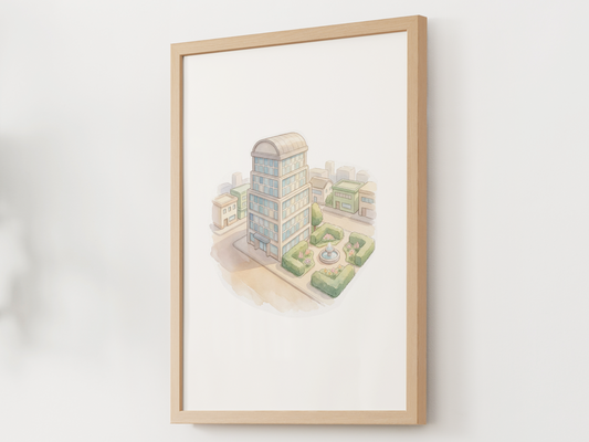 Pokémon Saffron City Nursery Wall Art Printable, Watercolor Kanto Town Decor, Pastel Kids Room Poster, Instant Download