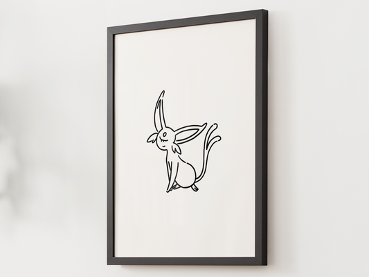 Pokemon Espeon Nursery Wall Art Printable, Minimalist Line Art, Neutral Kids Room Decor, Modern Nursery Poster, Instant Download