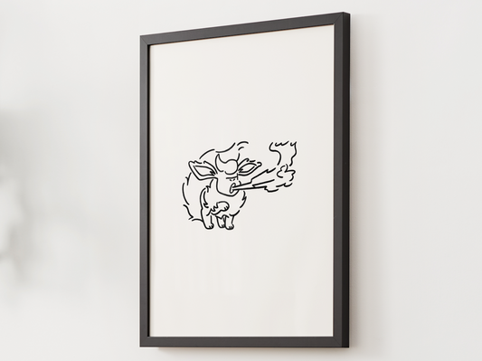 Pokemon Flareon Nursery Wall Art Printable, Minimalist Line Art, Neutral Kids Room Decor, Modern Nursery Poster, Instant Download