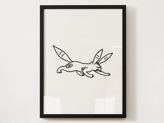 Pokemon Umbreon Nursery Wall Art Printable, Minimalist Line Art, Neutral Kids Room Decor, Modern Nursery Poster, Instant Download