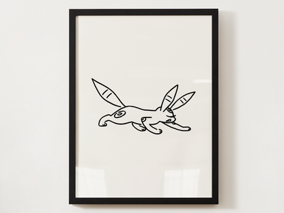 Eevee Evolutions Wall Art Bundle, 9 Minimal Line Prints, Instant Digital Download