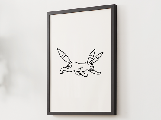 Pokemon Umbreon Nursery Wall Art Printable, Minimalist Line Art, Neutral Kids Room Decor, Modern Nursery Poster, Instant Download