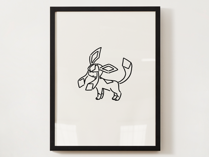 Eevee Evolutions Wall Art Bundle, 9 Minimal Line Prints, Instant Digital Download