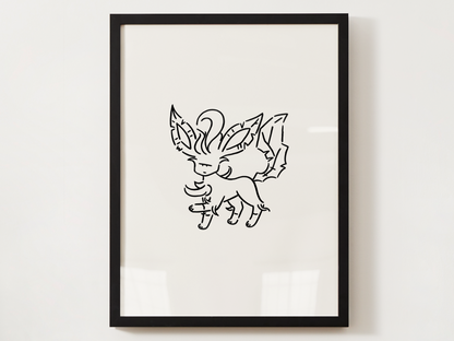 Eevee Evolutions Wall Art Bundle, 9 Minimal Line Prints, Instant Digital Download