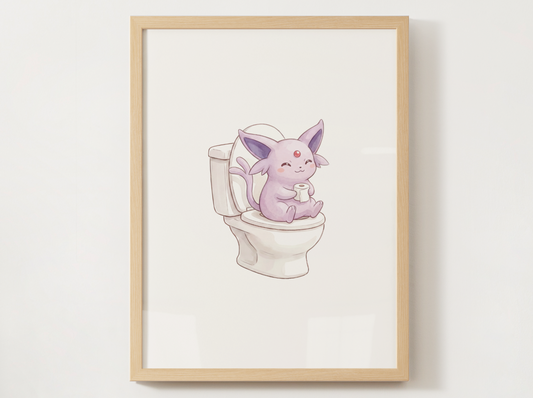 Espeon Bathroom Wall Art Printable, Funny Pokemon Toilet Poster, Cute Washroom Decor, Kids Bathroom Art, Instant Download