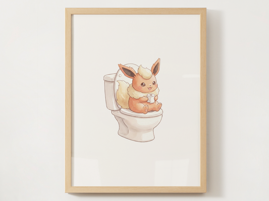 Flareon Toilet Poster, Kids Bathroom Decor (Digital Download)