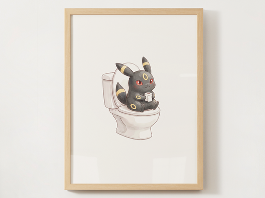 Umbreon Bathroom Wall Art Printable, Funny Pokemon Toilet Poster, Cute Washroom Decor, Dark Nursery Bathroom Art, Instant Download