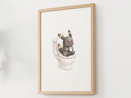 Umbreon Bathroom Wall Art Printable, Funny Pokemon Toilet Poster, Cute Washroom Decor, Dark Nursery Bathroom Art, Instant Download