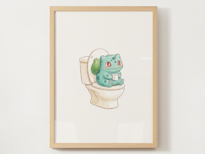 Bulbasaur Toilet Poster, Kids Bathroom Art (Digital Download)