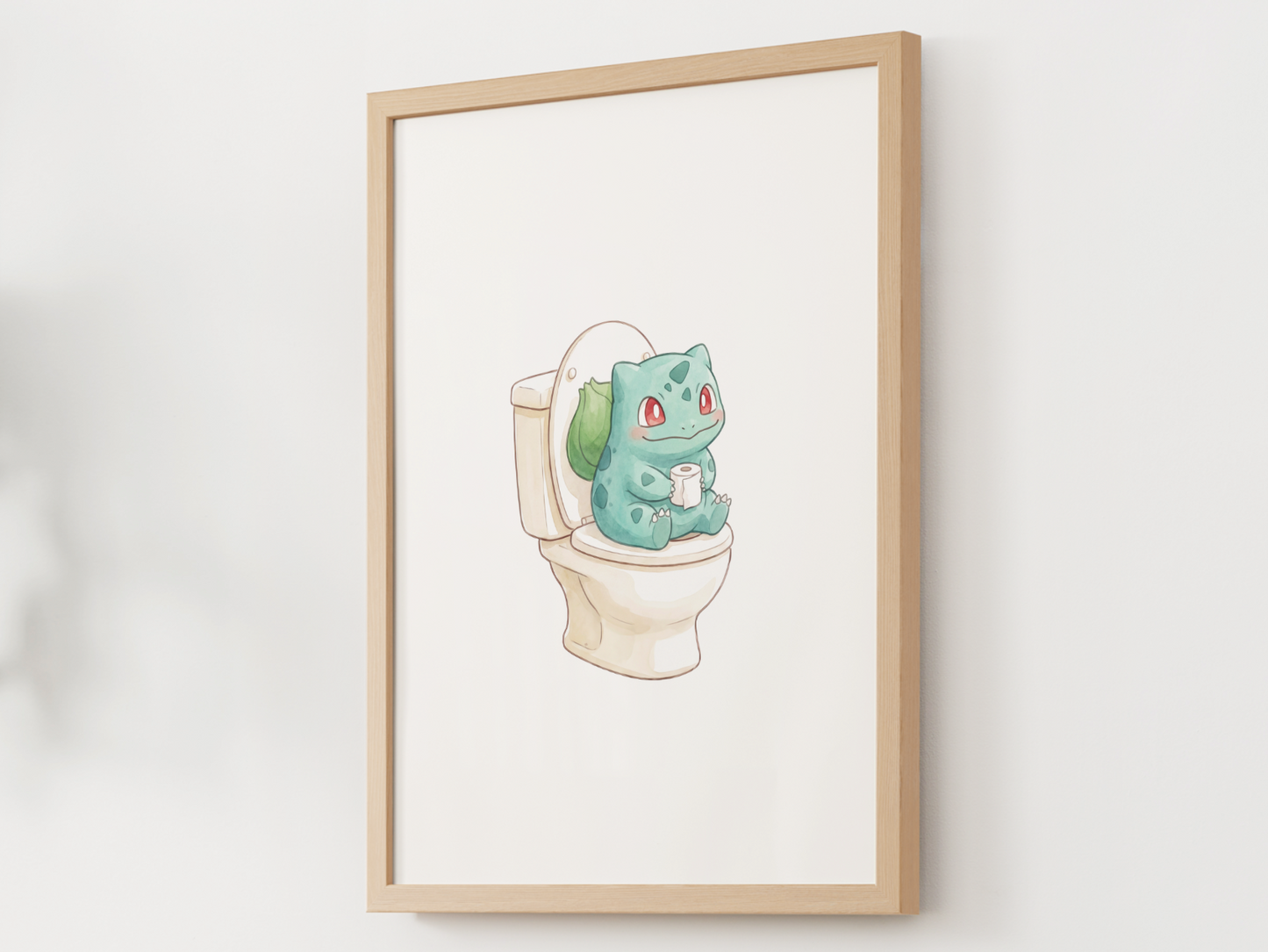 Bulbasaur Toilet Poster, Kids Bathroom Art (Digital Download)