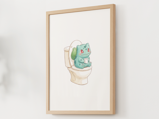 Bulbasaur Toilet Poster, Kids Bathroom Art (Digital Download)