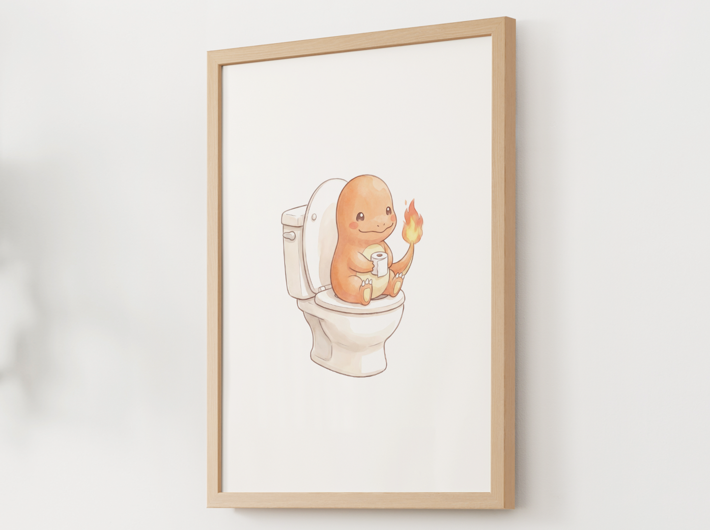 Charmander Toilet Poster, Kids Bathroom Decor (Instant Download)