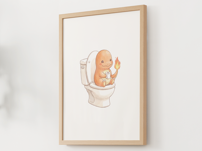 Charmander Toilet Poster, Kids Bathroom Decor (Instant Download)