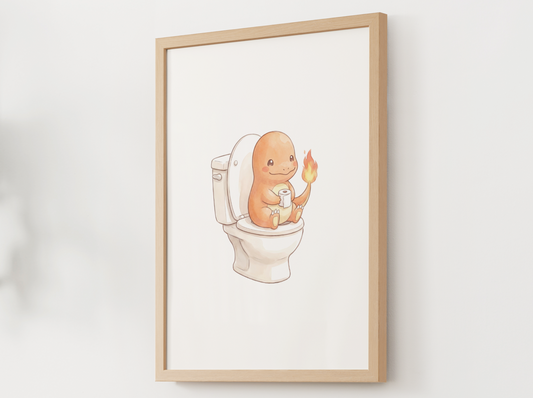 Charmander Toilet Poster, Kids Bathroom Decor (Instant Download)