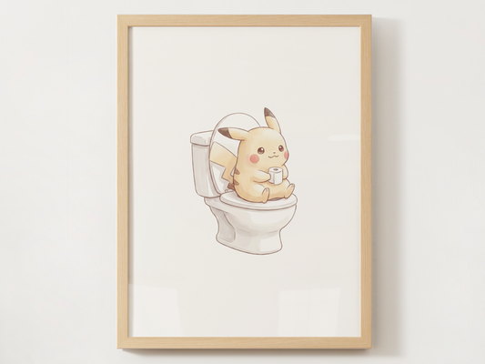 Pikachu Bathroom Wall Art Printable, Funny Pokemon Toilet Poster, Cute Washroom Decor, Kids Bathroom Art, Instant Download
