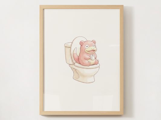 Slowpoke Toilet Poster, Kids Bathroom Art (Digital Download)