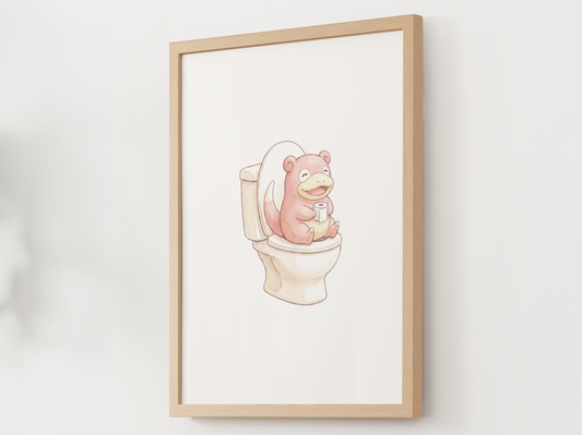 Slowpoke Toilet Poster, Kids Bathroom Art (Digital Download)