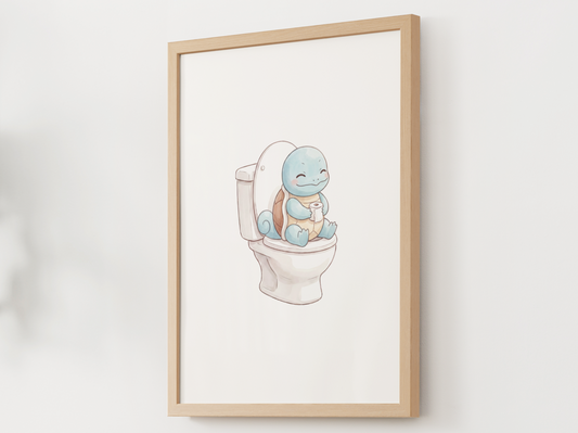 Squirtle Toilet Poster, Kids Bathroom Decor (Digital Download)