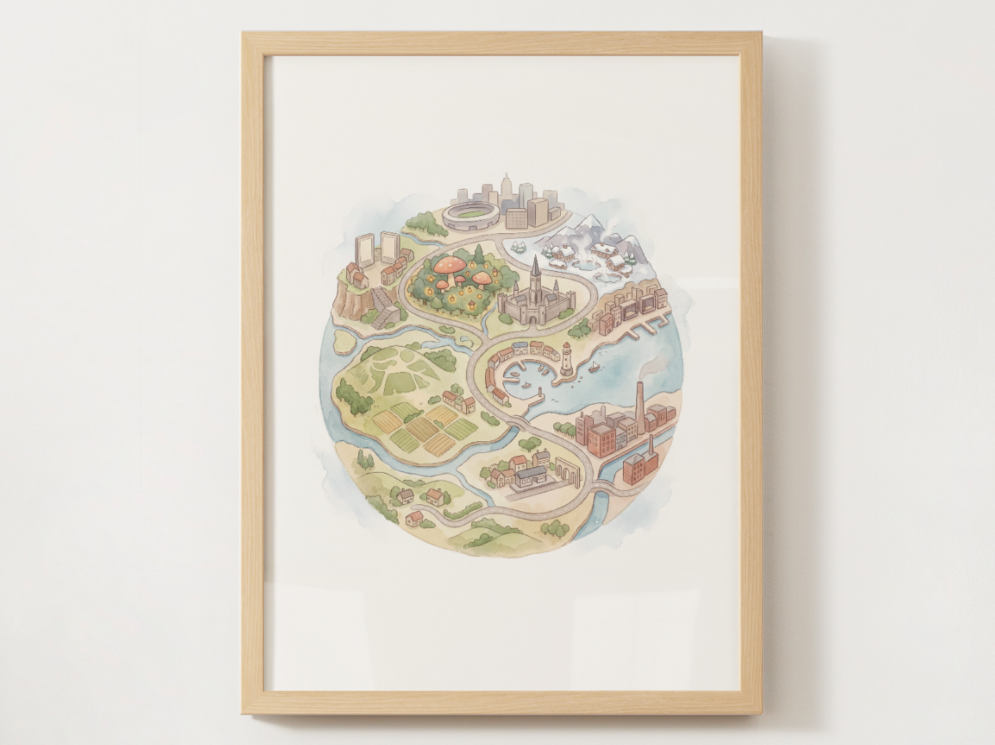 Pokemon Regions Wall Art Bundle, 9 Tiny Planet Prints, Watercolor Globe Posters, Kids Room Decor Set, Instant Download