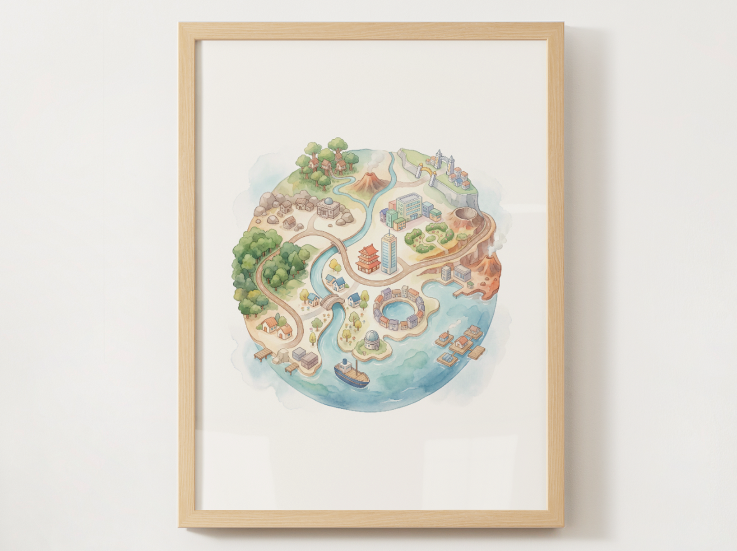 Pokemon Regions Wall Art Bundle, 9 Tiny Planet Prints, Watercolor Globe Posters, Kids Room Decor Set, Instant Download