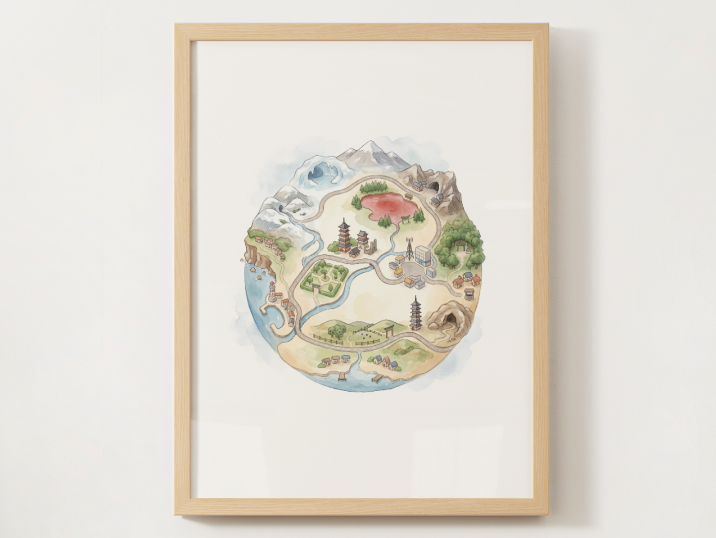 Pokemon Regions Wall Art Bundle, 9 Tiny Planet Prints, Watercolor Globe Posters, Kids Room Decor Set, Instant Download