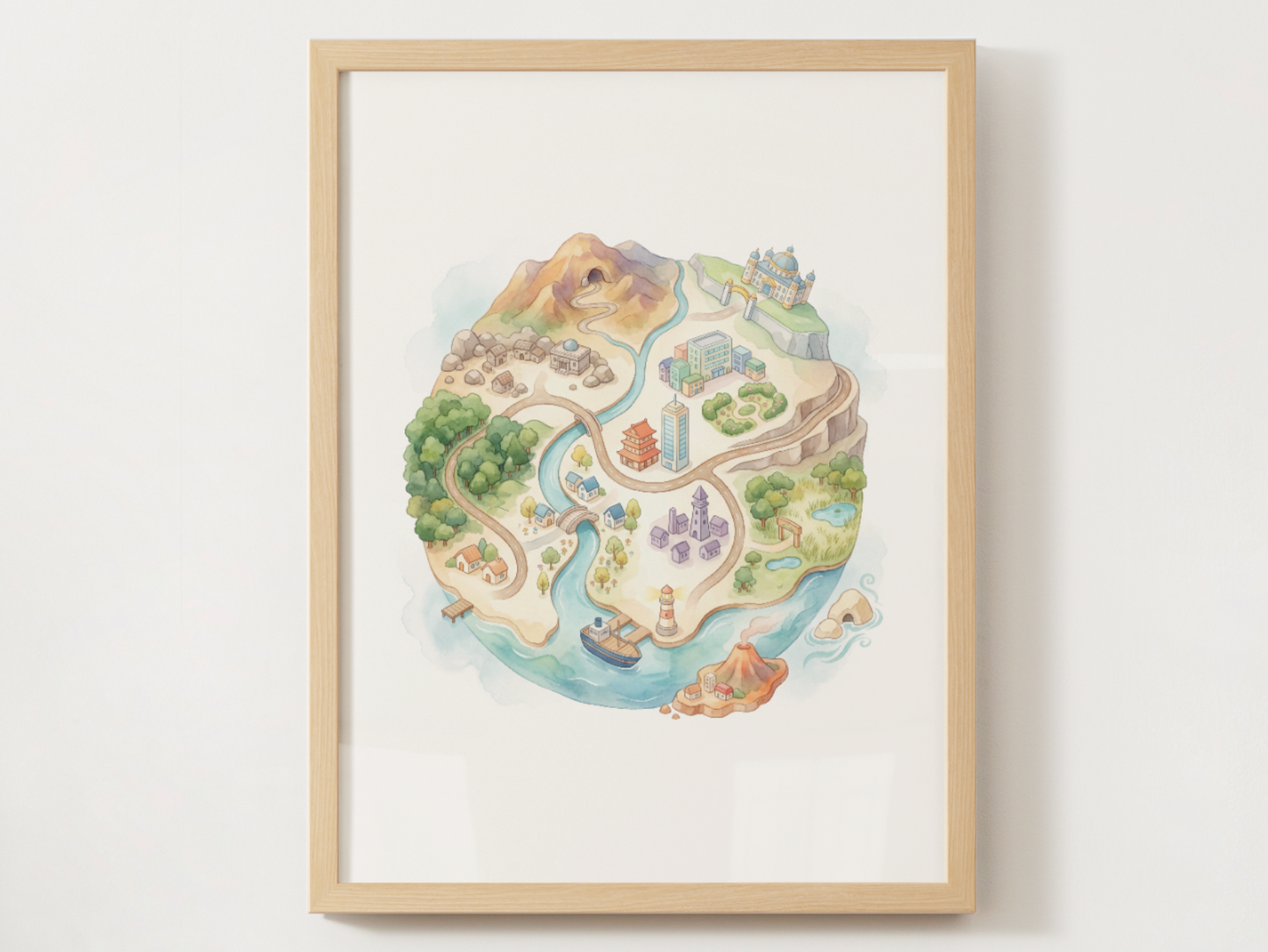 Pokemon Regions Wall Art Bundle, 9 Tiny Planet Prints, Watercolor Globe Posters, Kids Room Decor Set, Instant Download