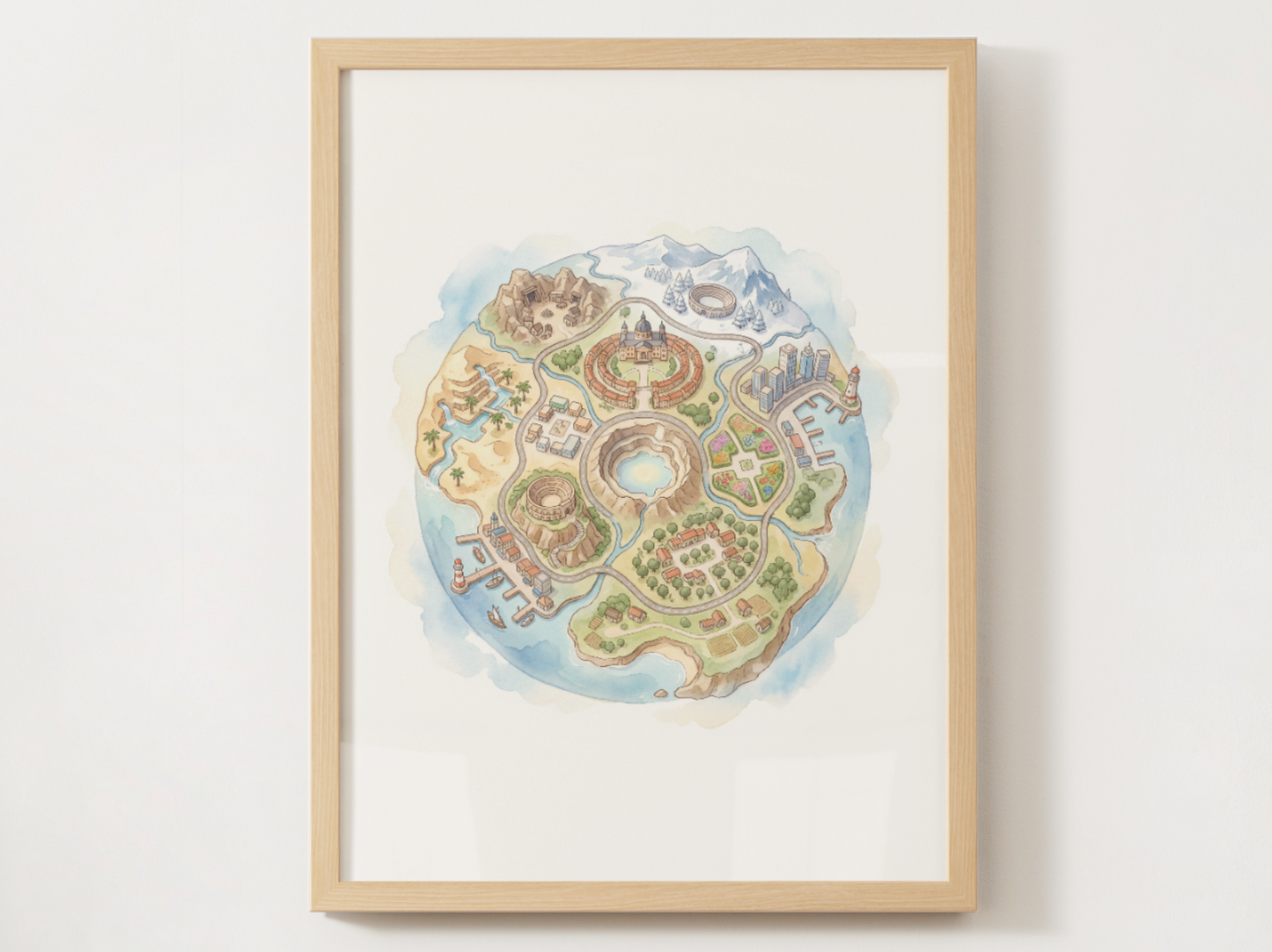 Pokemon Regions Wall Art Bundle, 9 Tiny Planet Prints, Watercolor Globe Posters, Kids Room Decor Set, Instant Download