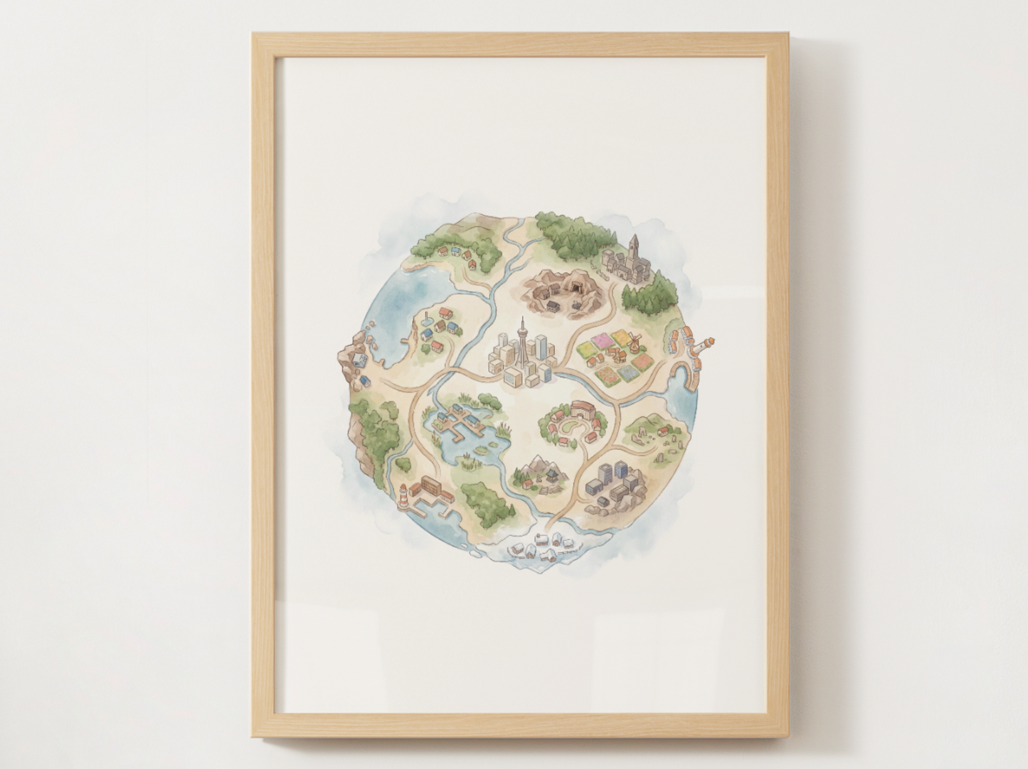 Pokemon Regions Wall Art Bundle, 9 Tiny Planet Prints, Watercolor Globe Posters, Kids Room Decor Set, Instant Download