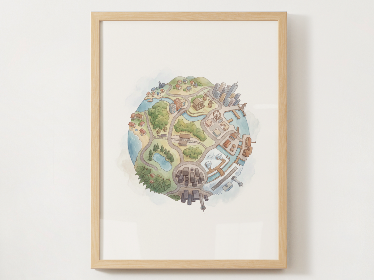 Unova Region Wall Art Printable, Pokemon Globe Poster, Watercolor Map Inspired Decor, Kids Room Wall Print, Instant Download