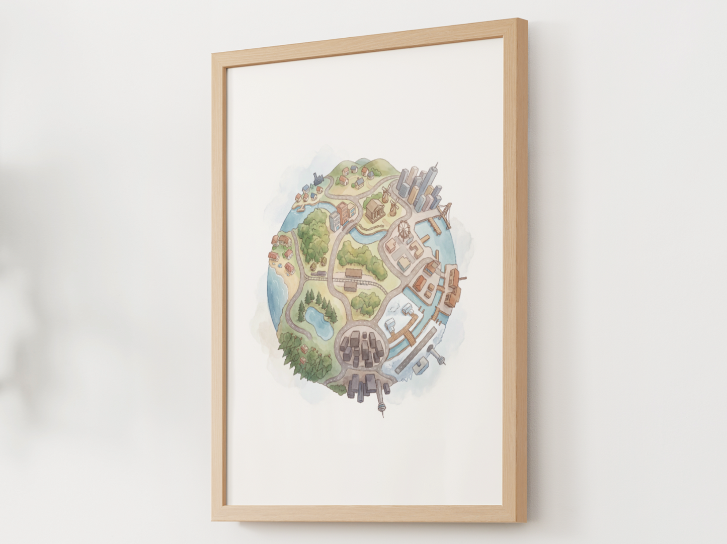 Unova Region Wall Art Printable, Pokemon Globe Poster, Watercolor Map Inspired Decor, Kids Room Wall Print, Instant Download
