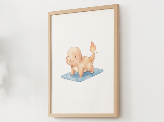 Charmander Workout Wall Art Printable, Funny Pokemon Gym Poster, Fitness Room Decor, Gamer Gym Print, Instant Download