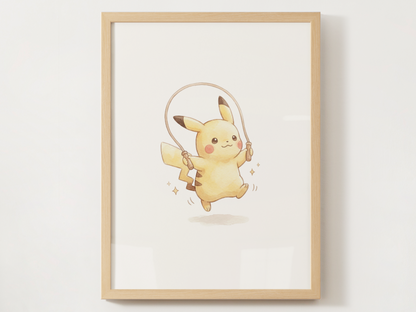 Pokemon Workout Wall Art Bundle, 9 Cute Gym Prints, Home Gym Decor Set, Fitness Room Posters, Instant Digital Download