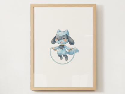 Pokemon Workout Wall Art Bundle, 9 Cute Gym Prints, Home Gym Decor Set, Fitness Room Posters, Instant Digital Download