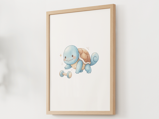 Squirtle Workout Wall Art Printable, Funny Pokemon Gym Poster, Home Gym Decor, Fitness Room Wall Print, Instant Download