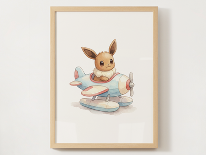 Eevee Airplanes Wall Art Bundle, 6 Printable Posters, Cute Planes Theme, Nursery Kids Room Decor, Instant Download